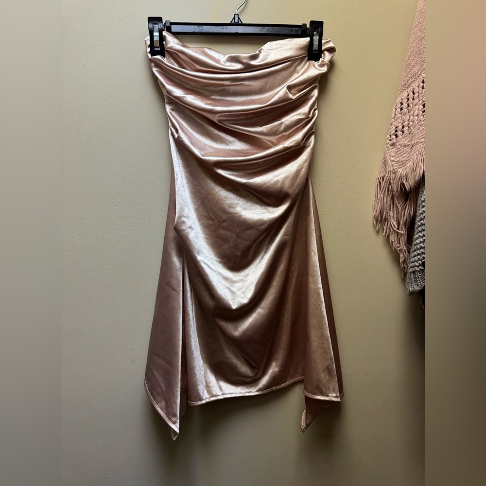 Elegant Satin Dress in Shimmering Champagne
